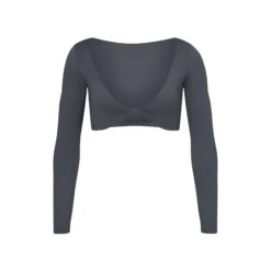SWIM LONG SLEEVE SHRUG | GUNMETAL