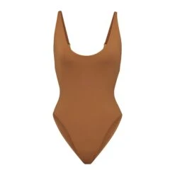 SWIM SCOOP NECK ONE PIECE | ALMOND
