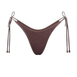 VELVET TIE BIKINI BOTTOM | UMBER
