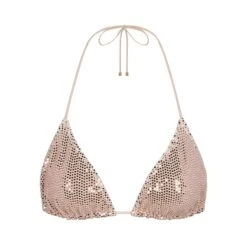 SEQUIN TRIANGLE BIKINI TOP | CLAY