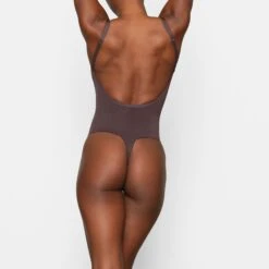 SHEER SCULPT THONG BODYSUIT | ESPRESSO -SWIM Sales Store SKIMS BODYSUIT SH LBT 0248 DB ESP 0012 BK