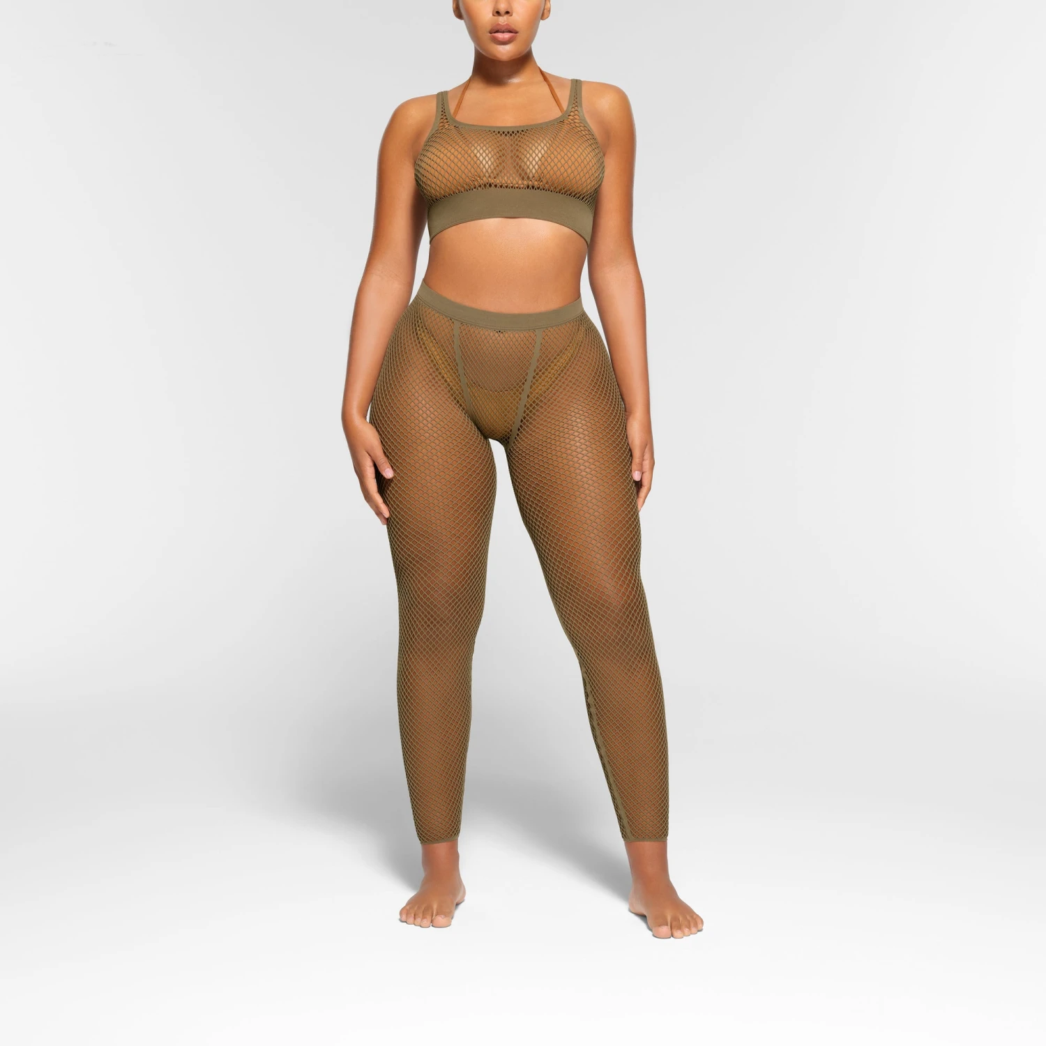 WARP KNIT COVER UP SCOOP BRALETTE | ARMY 2 WARP KNIT COVER UP SCOOP BRALETTE | ARMY - Image 2