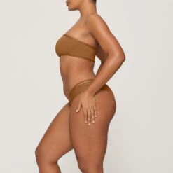 RHINESTONE BANDEAU BIKINI TOP | ALMOND -SWIM Sales Store SKIMS BRA BT BAN 3183 GA ALM 0007