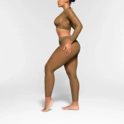 WARP KNIT COVER UP LONG SLEEVE CROPPED TOP | ARMY -SWIM Sales Store SKIMS LOUNGEWEAR AP LGS 2117 OA ARM 0010 SD