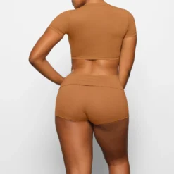 COVER UP FOLD OVER SHORT | ALMOND -SWIM Sales Store SKIMS LOUNGEWEAR CU SHO 2853 CA ALM 0015 BK