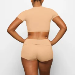 COVER UP FOLD OVER SHORT | OCHRE -SWIM Sales Store SKIMS LOUNGEWEAR CU SHO 2853 CA OCH 0011 BK