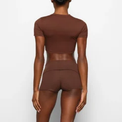 COVER UP FOLD OVER SHORT | COCOA -SWIM Sales Store SKIMS LOUNGEWEAR CU SHO 2853 CB COA 0014 BK