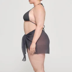 SILK CHIFFON COVER UP WRAP SKIRT | GUNMETAL -SWIM Sales Store SKIMS LOUNGEWEAR CU SKT 3078 HC GUN 0006