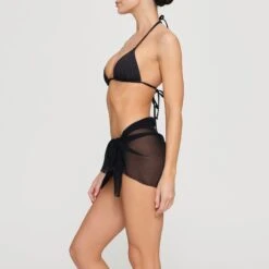 SILK CHIFFON COVER UP WRAP SKIRT | ONYX -SWIM Sales Store SKIMS LOUNGEWEAR CU SKT 3078 HD ONX 0007