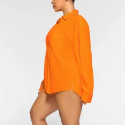 COVER UP SHIRT | ORANGE -SWIM Sales Store SKIMS LOUNGEWEAR TP SUR 3493 OA ORG 0008 SD