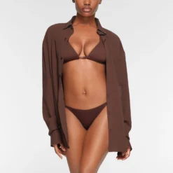COVER UP SHIRT | COCOA -SWIM Sales Store SKIMS LOUNGEWEAR TP SUR 3493 OB COA 0021 OPEN