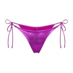 METALLIC SWIM SKIMPY TIE BOTTOM | DRAGON FRUIT