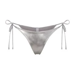 METALLIC SWIM SKIMPY TIE BOTTOM | NICKEL