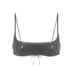 METALLIC SWIM MICRO SCOOP BIKINI TOP | CARBON
