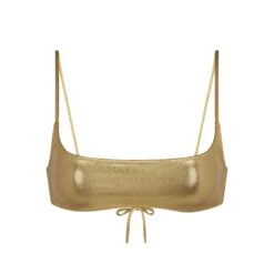 METALLIC SWIM MICRO SCOOP BIKINI TOP | GOLD