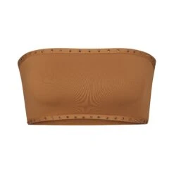 RHINESTONE BANDEAU BIKINI TOP | ALMOND