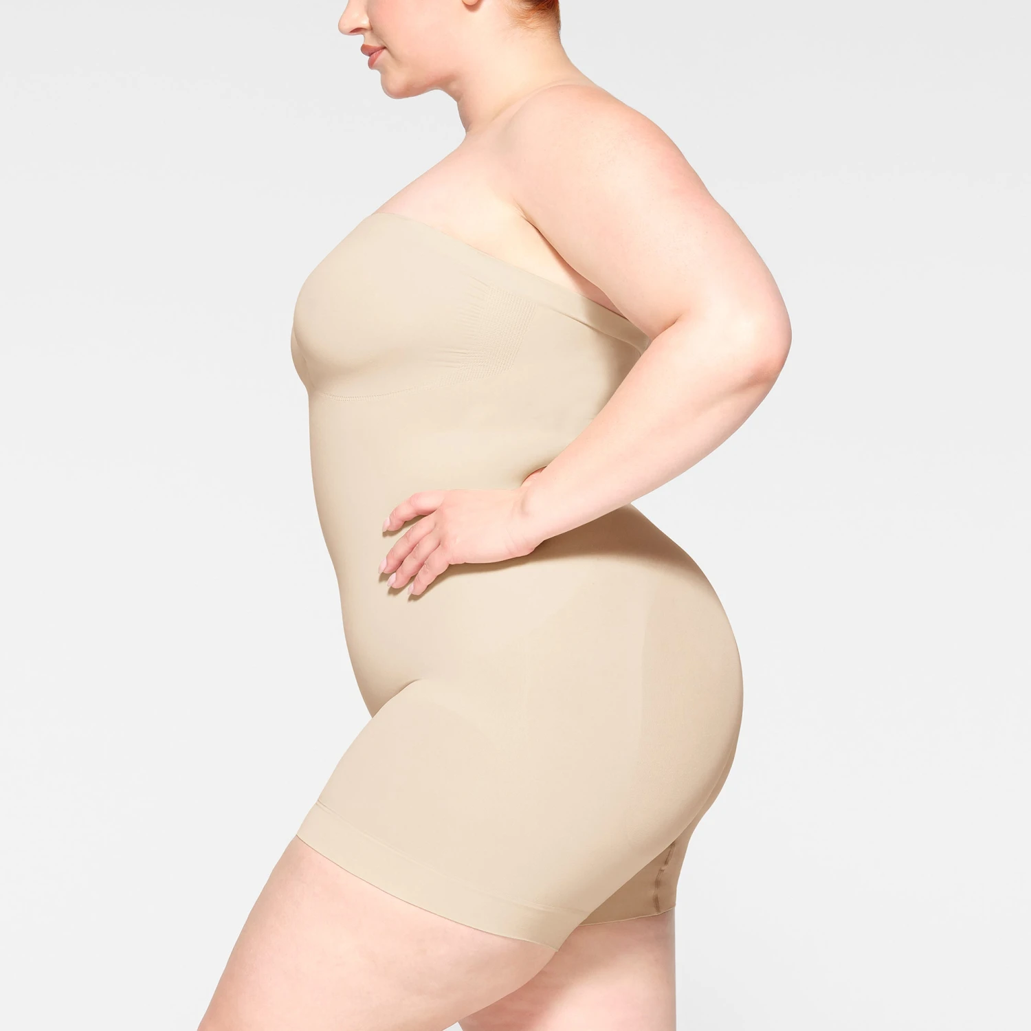 SEAMLESS SCULPT STRAPLESS SHORTIE BODYSUIT | SAND 3 SEAMLESS SCULPT STRAPLESS SHORTIE BODYSUIT | SAND - Image 3