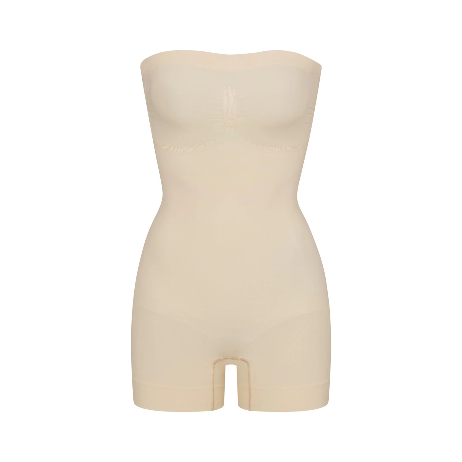 SEAMLESS SCULPT STRAPLESS SHORTIE BODYSUIT | SAND 1 SEAMLESS SCULPT STRAPLESS SHORTIE BODYSUIT | SAND