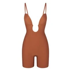 DEEP PLUNGE SHAPEWEAR MID THIGH BODYSUIT | BRONZE -SWIM Sales Store SKIMS SHAPEWEAR BD MDT 2960 BRZ STRAPS