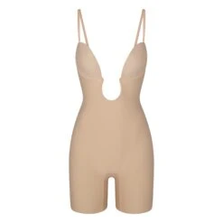 DEEP PLUNGE SHAPEWEAR MID THIGH BODYSUIT | CLAY 10 DEEP PLUNGE SHAPEWEAR MID THIGH BODYSUIT | CLAY -SWIM Sales Store SKIMS SHAPEWEAR BD MDT 2960 CLY STRAPS