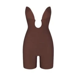 DEEP PLUNGE SHAPEWEAR MID THIGH BODYSUIT | COCOA
