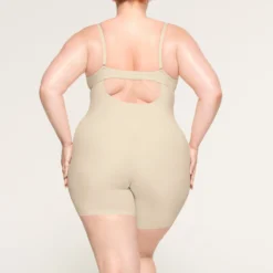DEEP PLUNGE SHAPEWEAR MID THIGH BODYSUIT | SAND -SWIM Sales Store SKIMS SHAPEWEAR BD MDT 2960 LD SND 0013