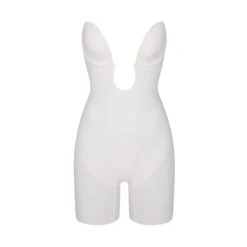 DEEP PLUNGE SHAPEWEAR MID THIGH BODYSUIT | MARBLE