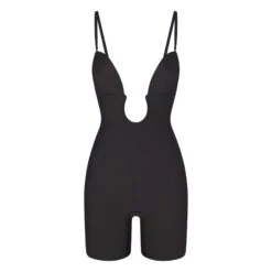 DEEP PLUNGE SHAPEWEAR MID THIGH BODYSUIT | ONYX -SWIM Sales Store SKIMS SHAPEWEAR BD MDT 2960 ONX STRAPS