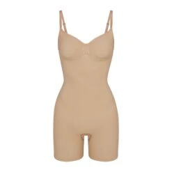 SEAMLESS SCULPT MID THIGH BODYSUIT | CLAY