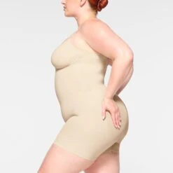SEAMLESS SCULPT MID THIGH BODYSUIT | SAND -SWIM Sales Store SKIMS SHAPEWEAR BD MDT 3372 ID SND 0009 SD