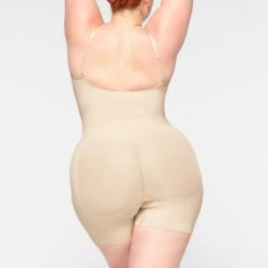 SEAMLESS SCULPT MID THIGH BODYSUIT | SAND -SWIM Sales Store SKIMS SHAPEWEAR BD MDT 3372 ID SND 0017 BK