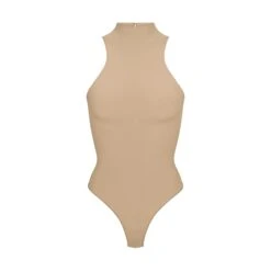 SEAMLESS SCULPT HIGH NECK THONG BODYSUIT | CLAY