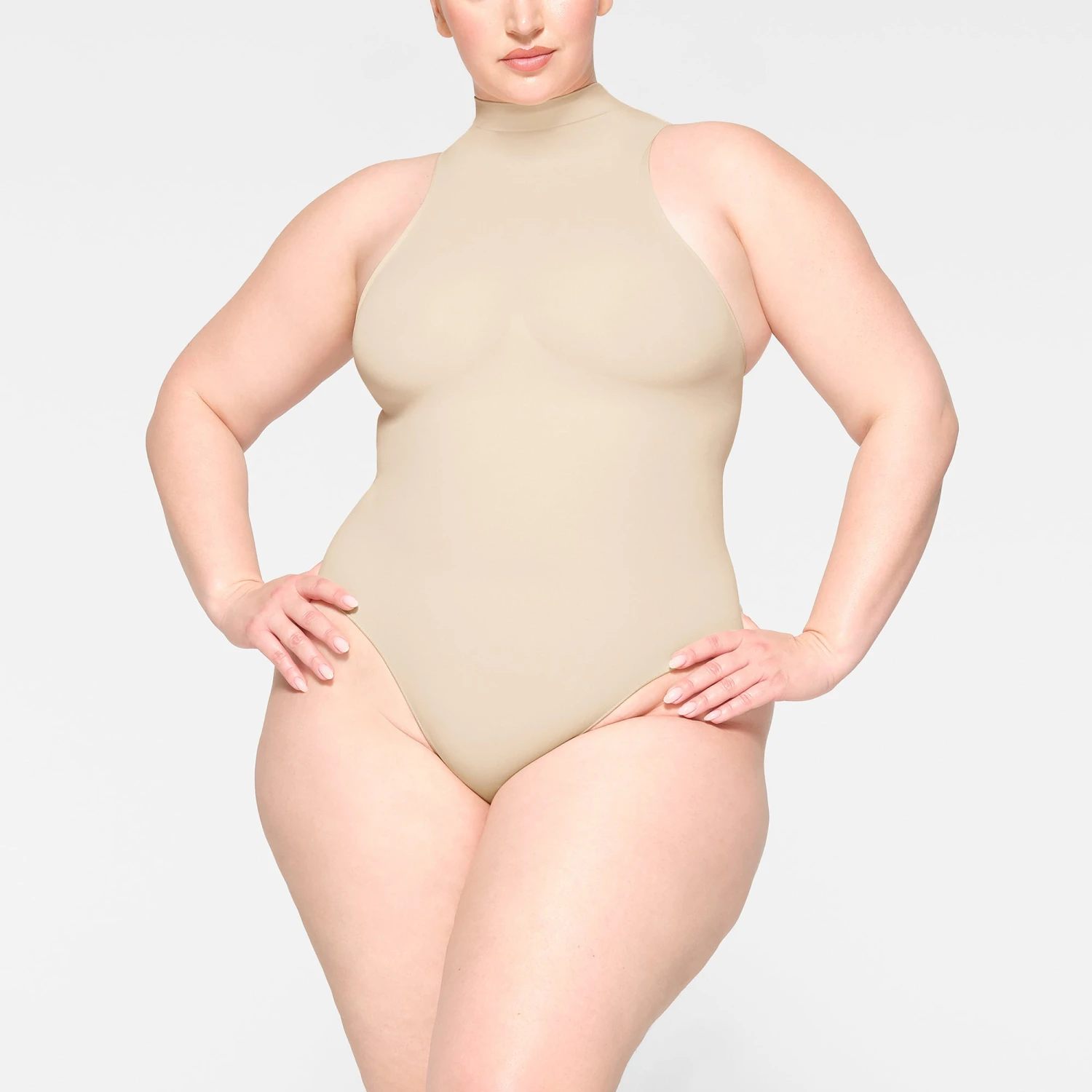 SEAMLESS SCULPT HIGH NECK THONG BODYSUIT | SAND 2 SEAMLESS SCULPT HIGH NECK THONG BODYSUIT | SAND - Image 2