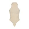 SEAMLESS SCULPT HIGH NECK THONG BODYSUIT | SAND