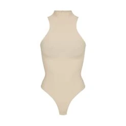 SEAMLESS SCULPT HIGH NECK THONG BODYSUIT | SAND