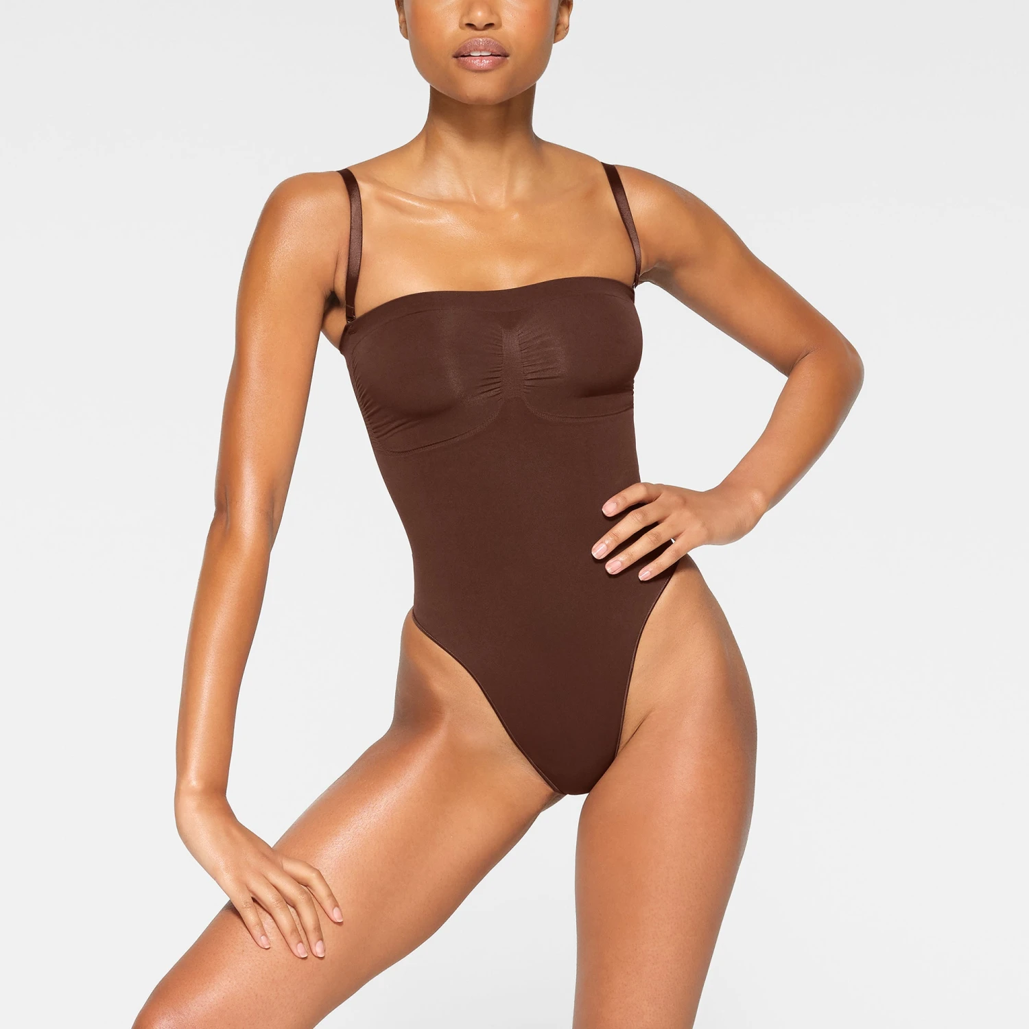 SEAMLESS SCULPT STRAPLESS THONG BODYSUIT | COCOA 5 SEAMLESS SCULPT STRAPLESS THONG BODYSUIT | COCOA - Image 5