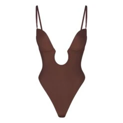DEEP PLUNGE SHAPEWEAR BODYSUIT | COCOA -SWIM Sales Store SKIMS SHAPEWEAR BD THG 2959 COA STRAPS