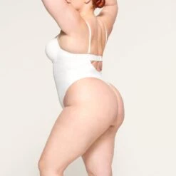 DEEP PLUNGE SHAPEWEAR BODYSUIT | MARBLE -SWIM Sales Store SKIMS SHAPEWEAR BD THG 2959 LD MBL 0010