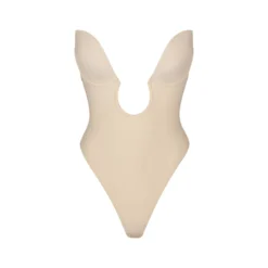 DEEP PLUNGE SHAPEWEAR BODYSUIT | SAND