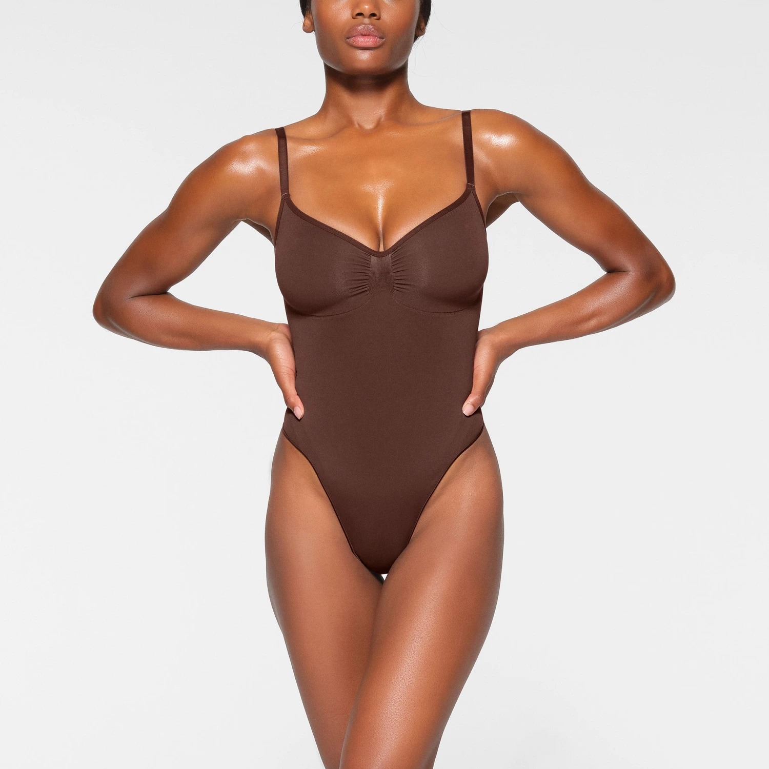 SEAMLESS SCULPT THONG BODYSUIT | COCOA 2 SEAMLESS SCULPT THONG BODYSUIT | COCOA - Image 2