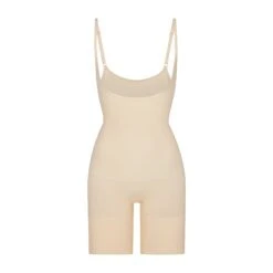 BUTT ENHANCING OPEN BUST BODYSUIT | SAND