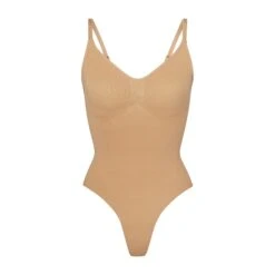 SEAMLESS SCULPT THONG BODYSUIT | OCHRE
