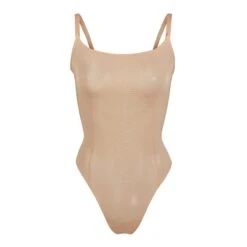 SHEER SCULPT THONG BODYSUIT | CLAY