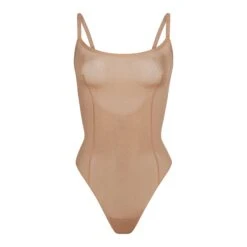 SHEER SCULPT THONG BODYSUIT | OCHRE