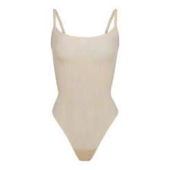 SHEER SCULPT THONG BODYSUIT | SAND