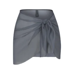 SILK CHIFFON COVER UP WRAP SKIRT | GUNMETAL