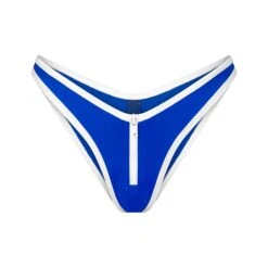 ZIP-UP SWIM DIPPED TANGA BOTTOM | COBALT