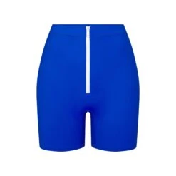 ZIP-UP SWIM MID WAIST SHORT | COBALT