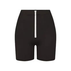 ZIP-UP SWIM MID WAIST SHORT | ONYX