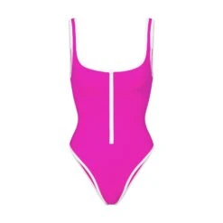 ZIP-UP SWIM SCOOP NECK ONE PIECE | HIBISCUS
